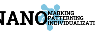 logo projektu NanoMarking NanoPatterning NanoIndividualization z ikoną firmy Nanores w tle